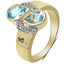 Bague Bypass en Or Jaune 14K Plaqué avec Topaze Bleue et Diamant
