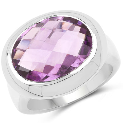 Bague de fiançailles en argent sterling avec améthyste véritable de 8,25 carats
