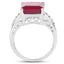 Bague de fiançailles en argent sterling avec rubis de 7,26 carats et topaze blanche