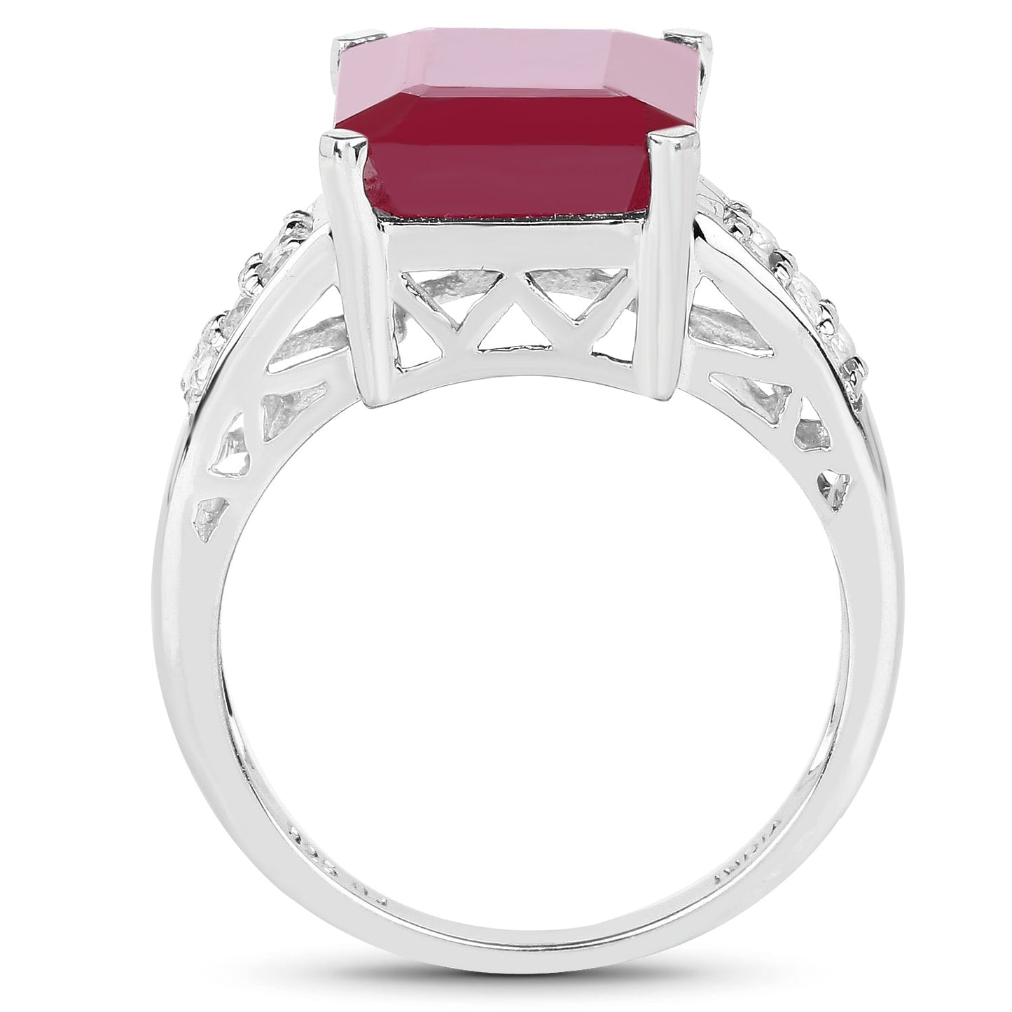 Bague de fiançailles en argent sterling avec rubis de 7,26 carats et topaze blanche