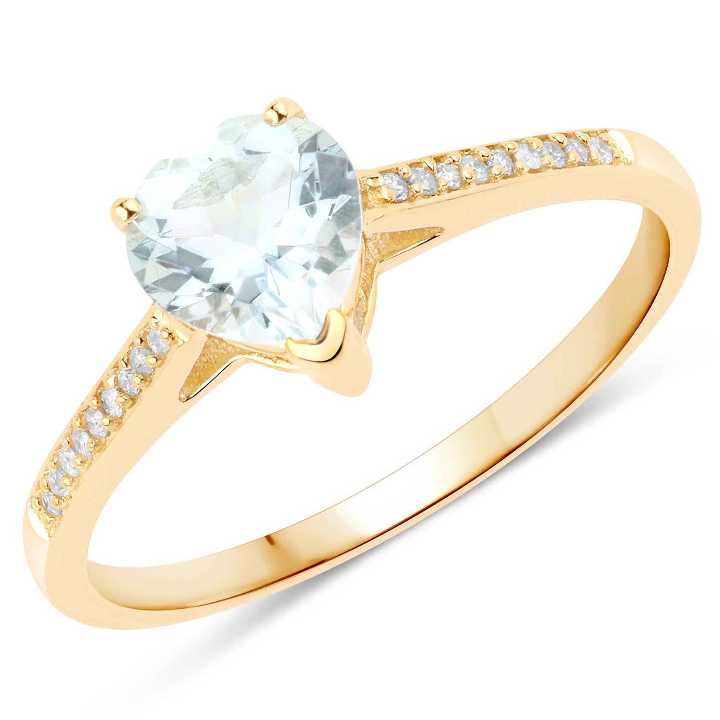 Bague de fiançailles en or jaune 14K avec aquamarine et diamant de 0,65 carat