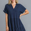Vestido Casual de Talla Grande en Azul Marino Oscuro para Mujeres
