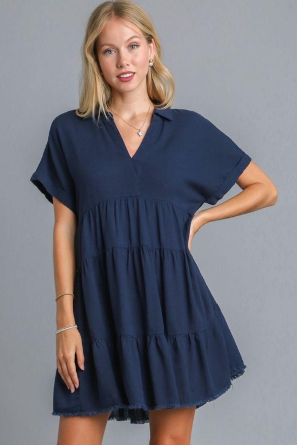 Vestido Casual de Talla Grande en Azul Marino Oscuro para Mujeres