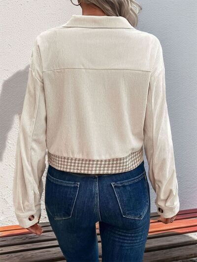 Chaqueta de Manga Larga con Botones de Houndstooth para Mujer