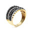 Anillo de banda de diamantes de múltiples filas de plata esterlina chapada en oro amarillo de 14K -