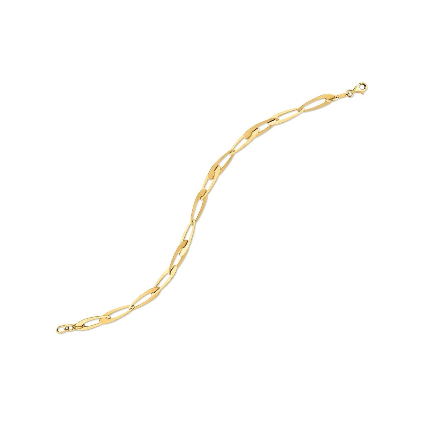 Pulsera de eslabones ovalados italiana de oro amarillo de 14k - Diseño elegante