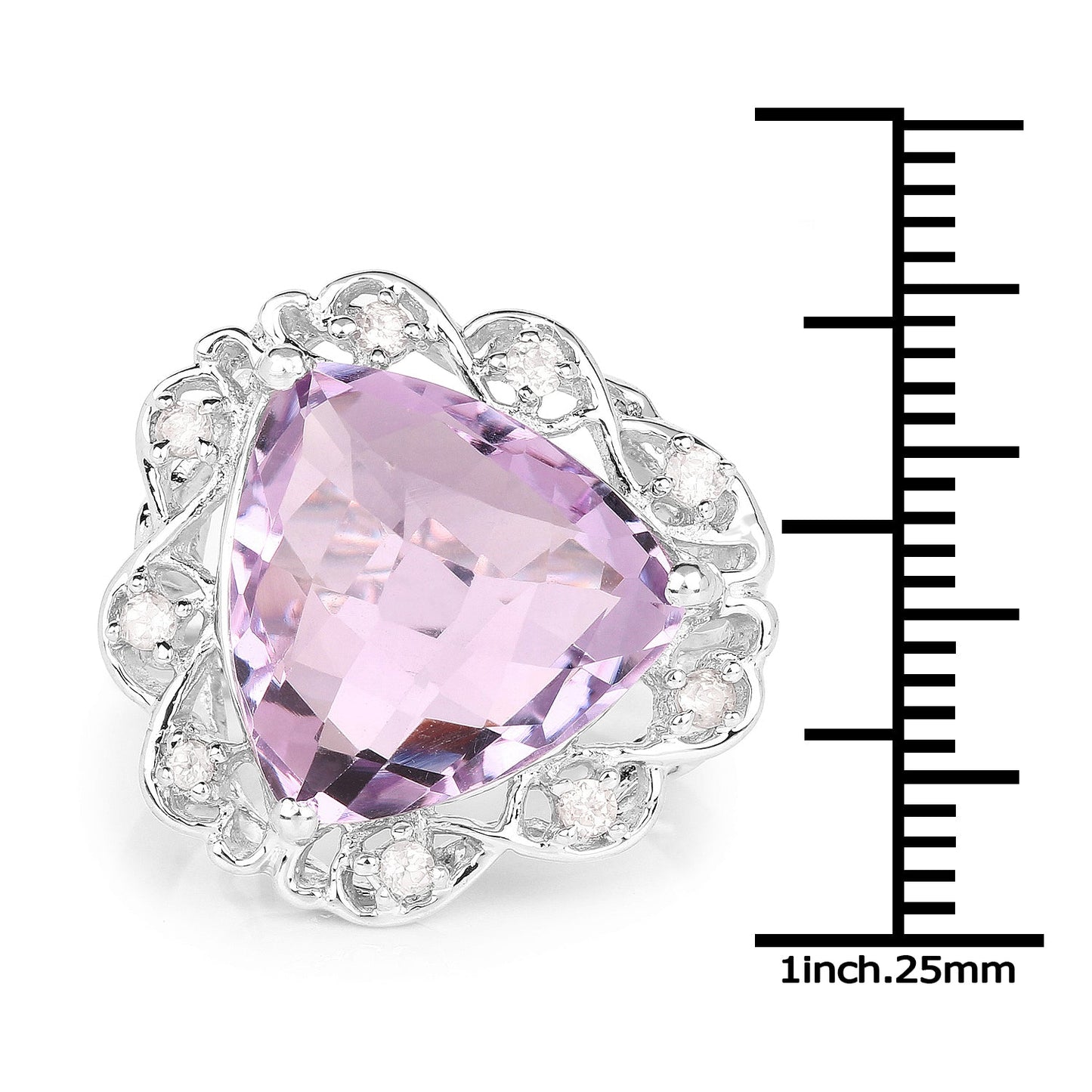 Anillo de plata esterlina con amatista genuina de 8.86 quilates y zirconia blanca