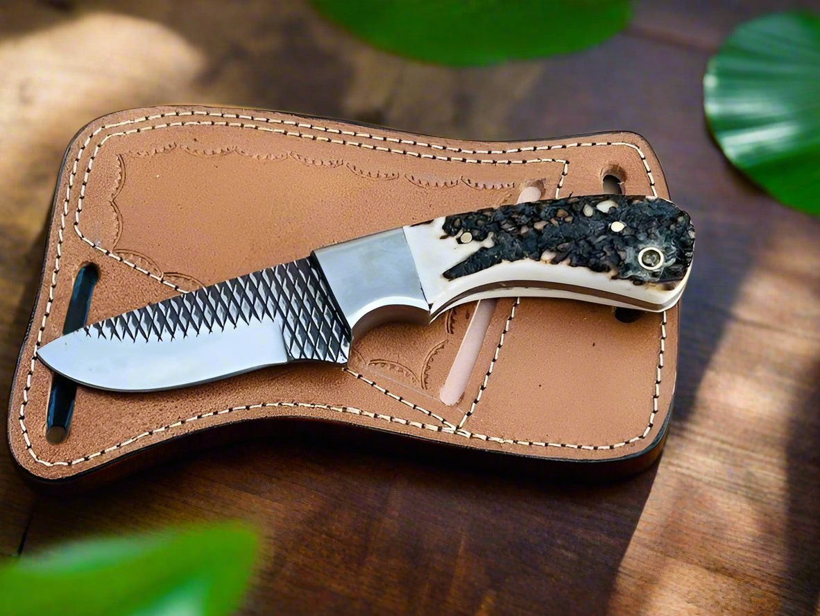 Ranger’s Legacy Cowboy Knife with Antler Handle & Leather Sheath - Korvel