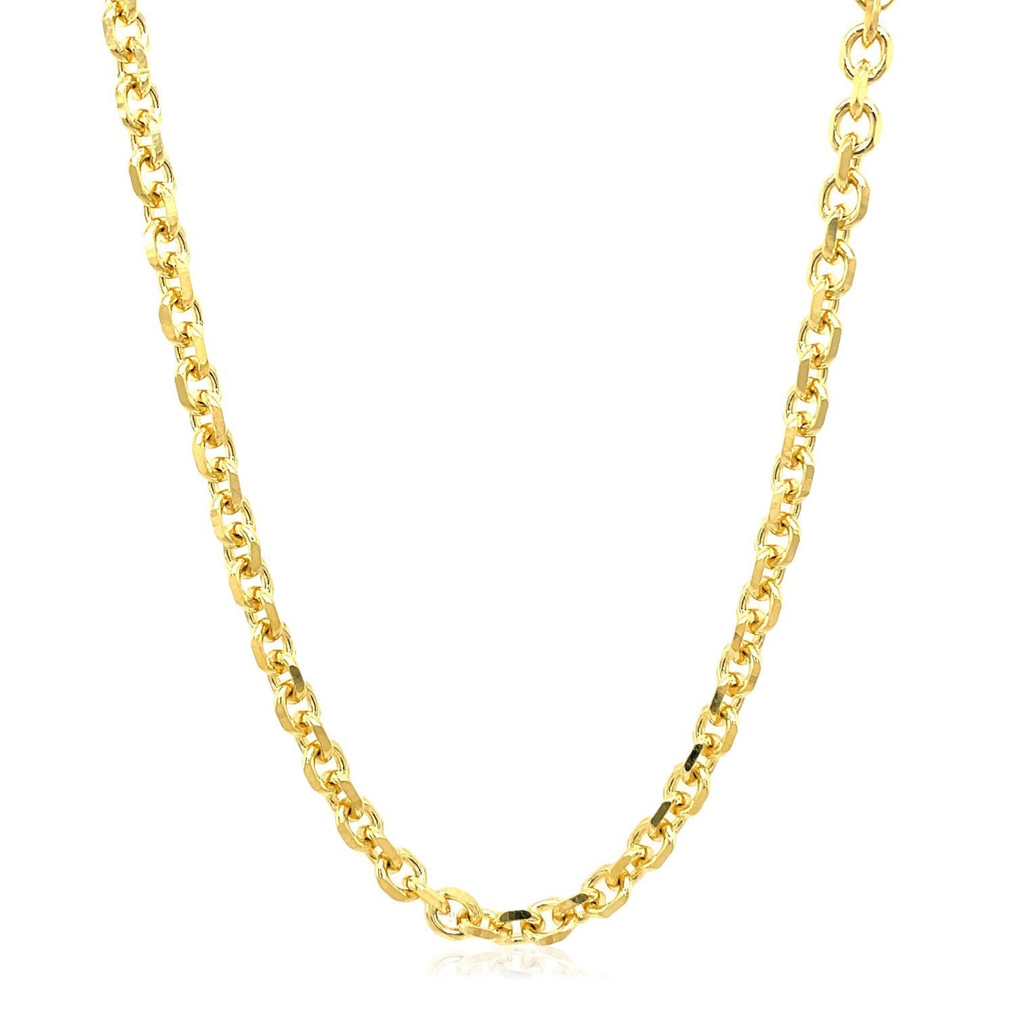14k Yellow Gold Diamond Cut Cable Link Chain - 4.0mm