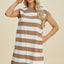 Vestido Mini de Manga Corta a Rayas Chic para Mujeres