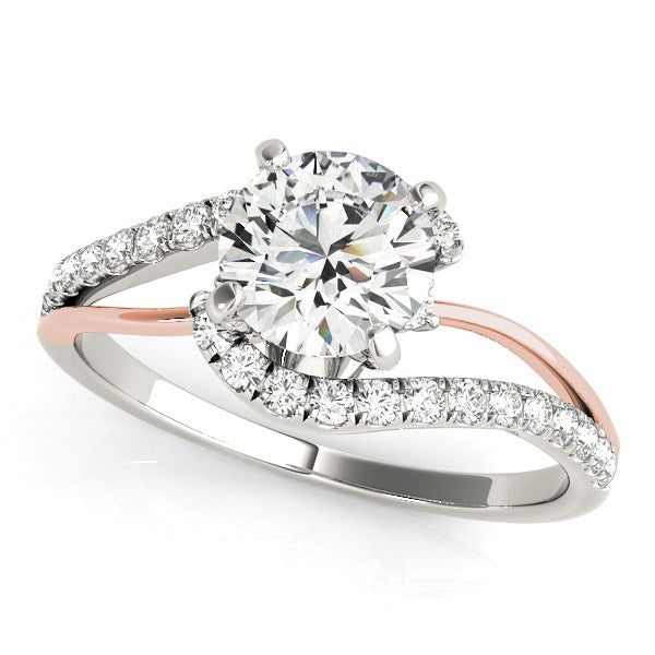Bague de fiançailles en diamant avec anneau en or blanc et rose 14k