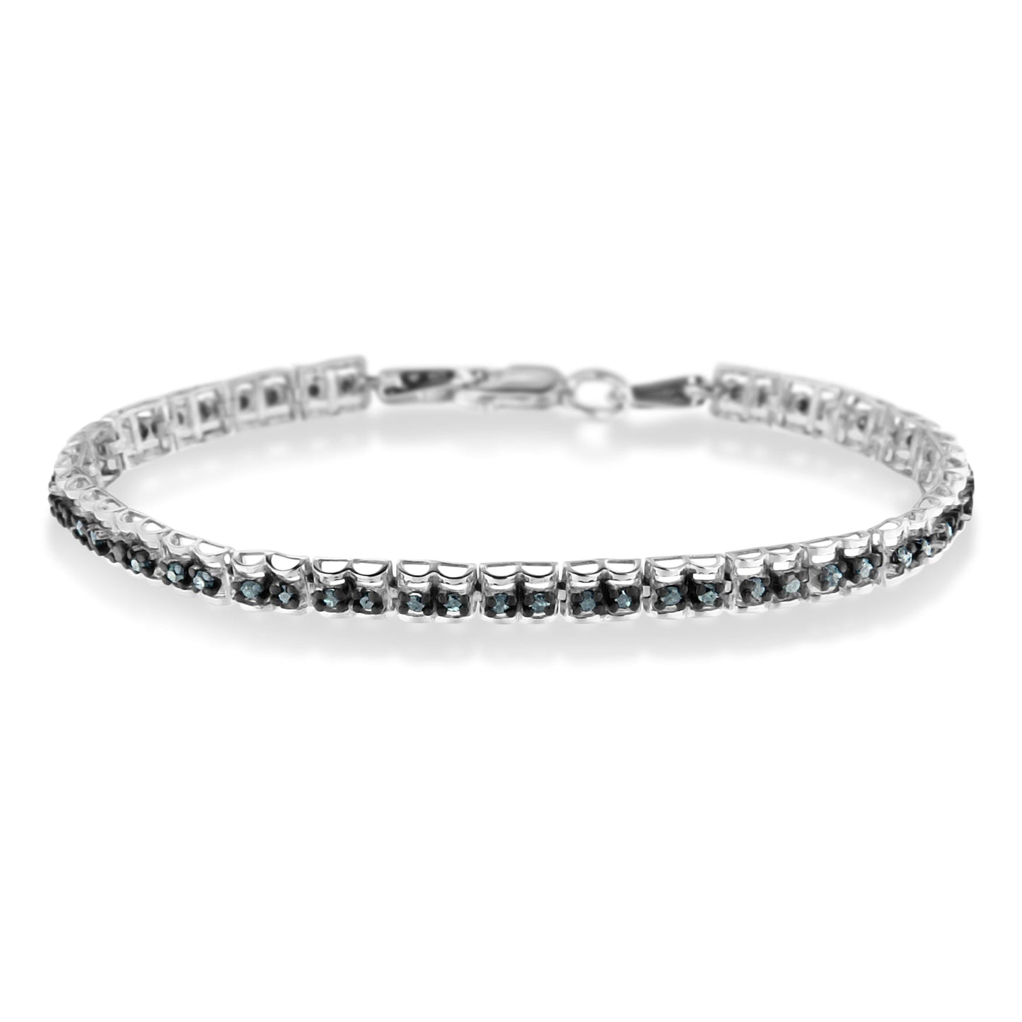 Pulsera de Tenis de Diamantes con Rodio Negro sobre Plata Esterlina .925 y Corte Rosa