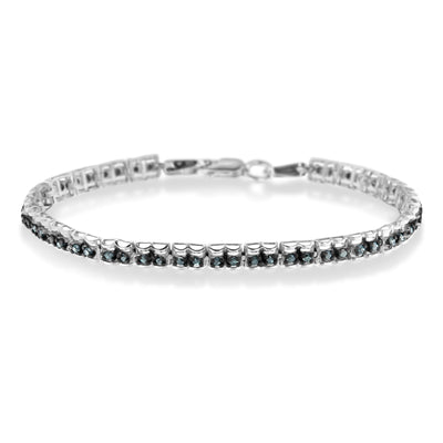 Pulsera de Tenis de Diamantes con Rodio Negro sobre Plata Esterlina .925 y Corte Rosa