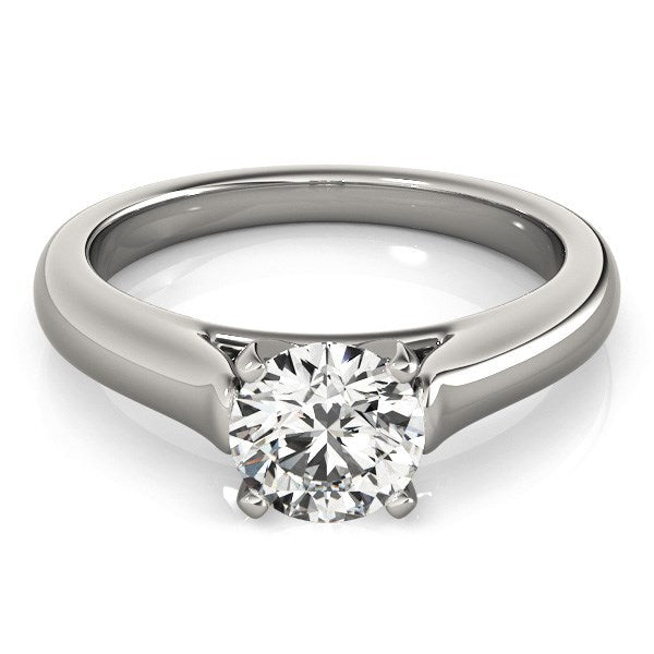 Anillo de Compromiso de Diamante Solitario con Diseño Catedral en Oro Blanco de 14k