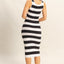 Striped Scoop Neck Wide Strap Knit Dress for Women