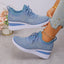 Zapatillas de cuña con cordones y strass para mujeres