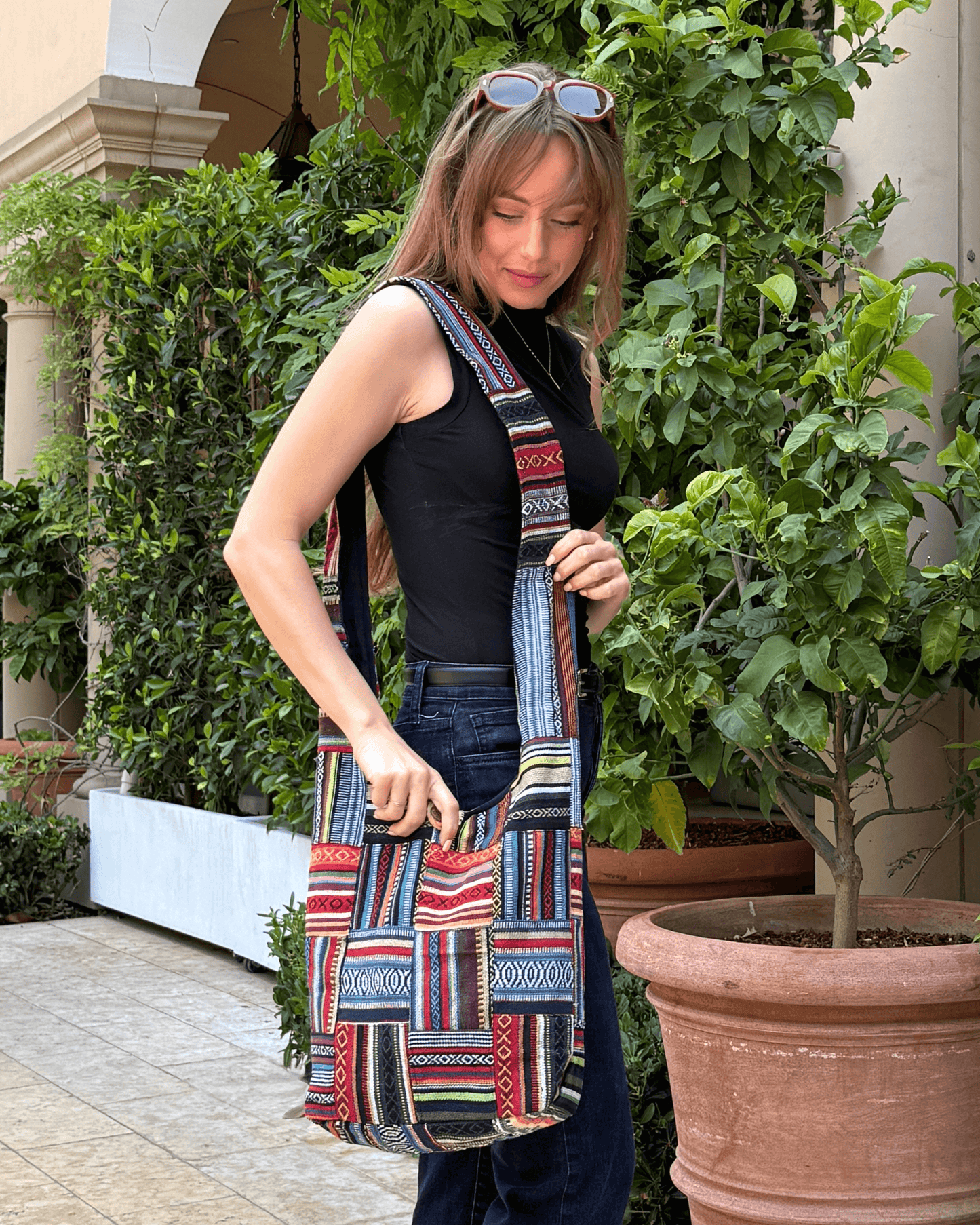 Sac Hobo Rayé Patchwork de la Collection Kathmandu