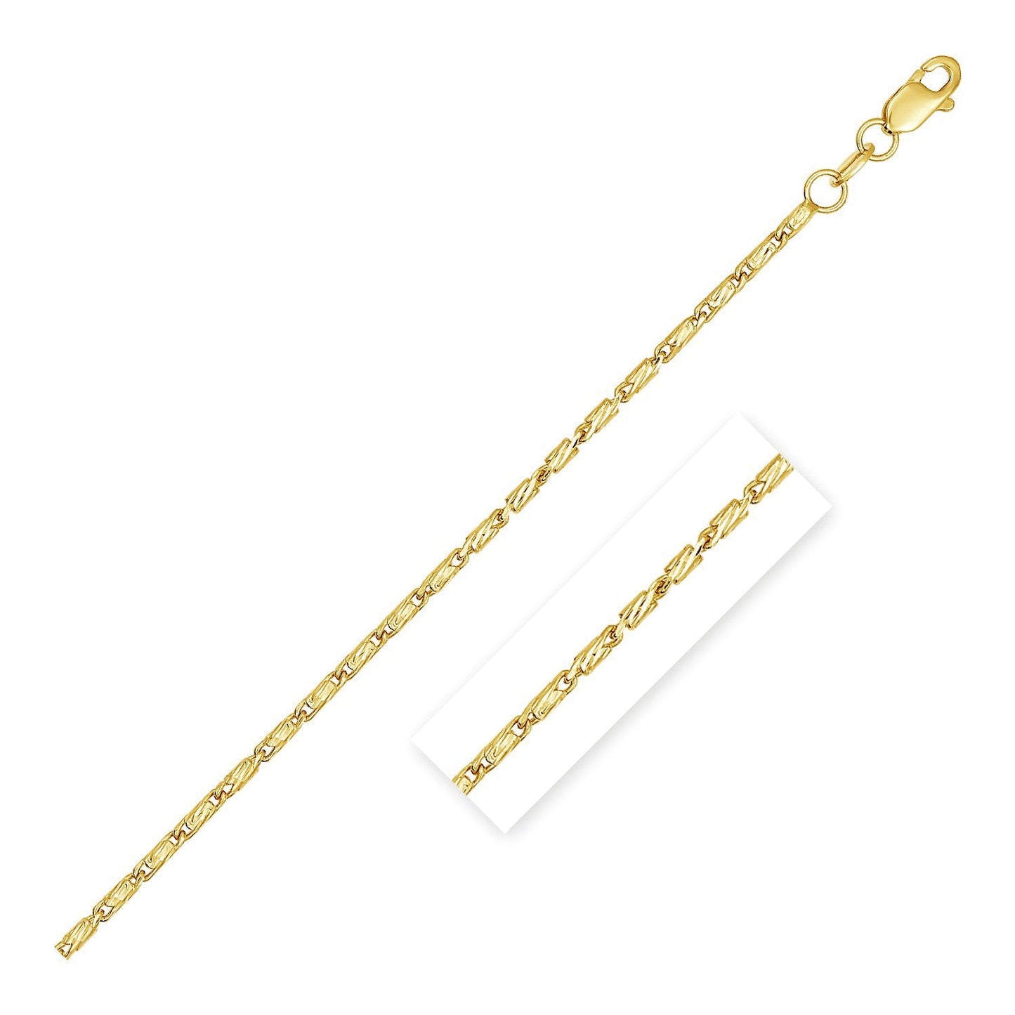 14k Yellow Gold Diamond Cut Fancy Links Pendant Chain