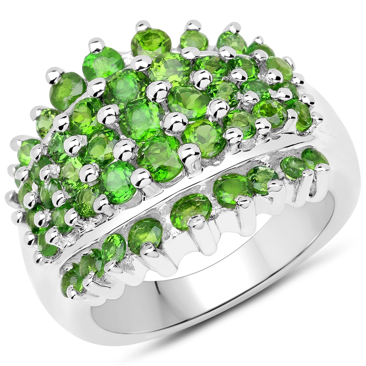 2.48 Carat Genuine Chrome Diopside Sterling Silver Engagement Ring