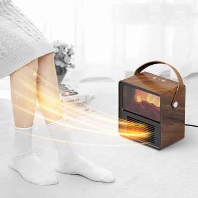 Compact Wood Grain Electric Heater for Cozy Spaces
