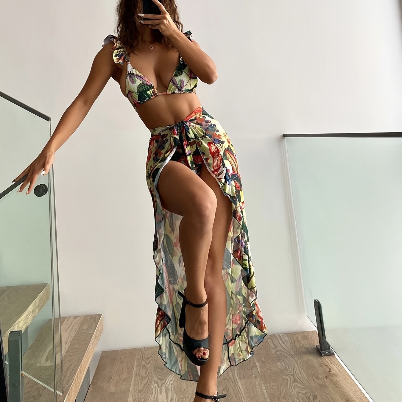 Bloom Breeze 3-Piece Bikini Set – Elegant Floral Swimwear