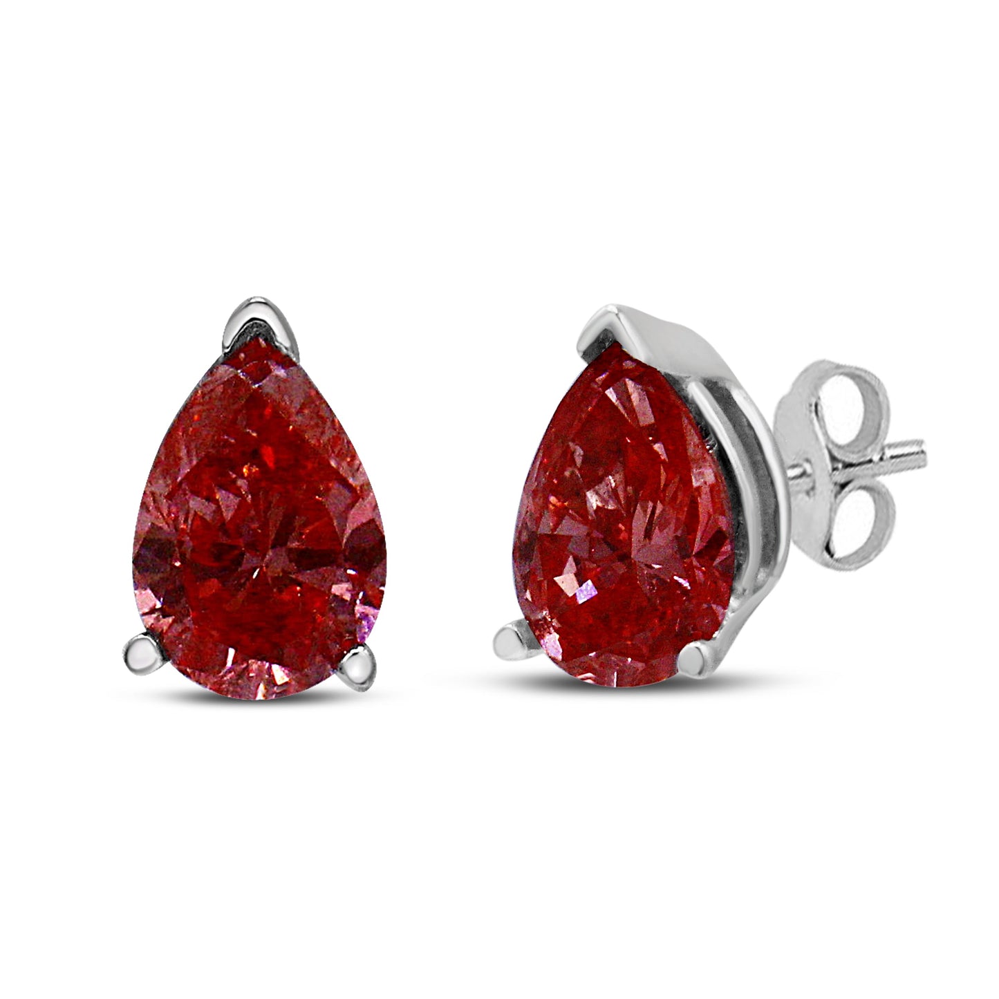 Boucles d'oreilles en diamant rose en forme de poire lab grown en or blanc 14K