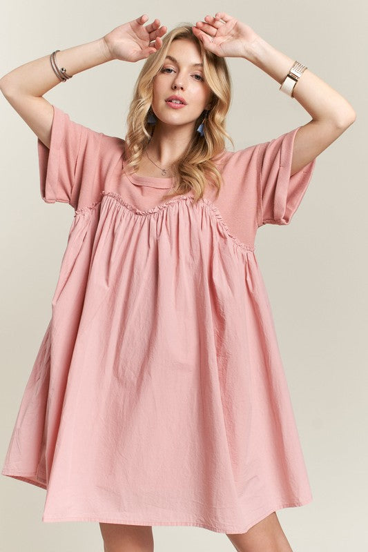Charming Round Neck Half Sleeve Babydoll Dress