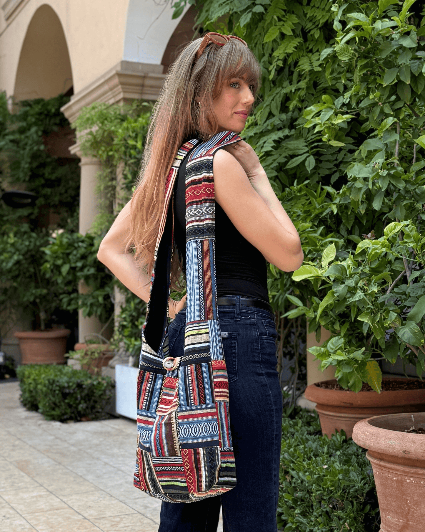 Sac Hobo Rayé Patchwork de la Collection Kathmandu
