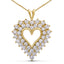 Collier Pendentif Cœur en Diamant Plaqué Or Jaune 14K