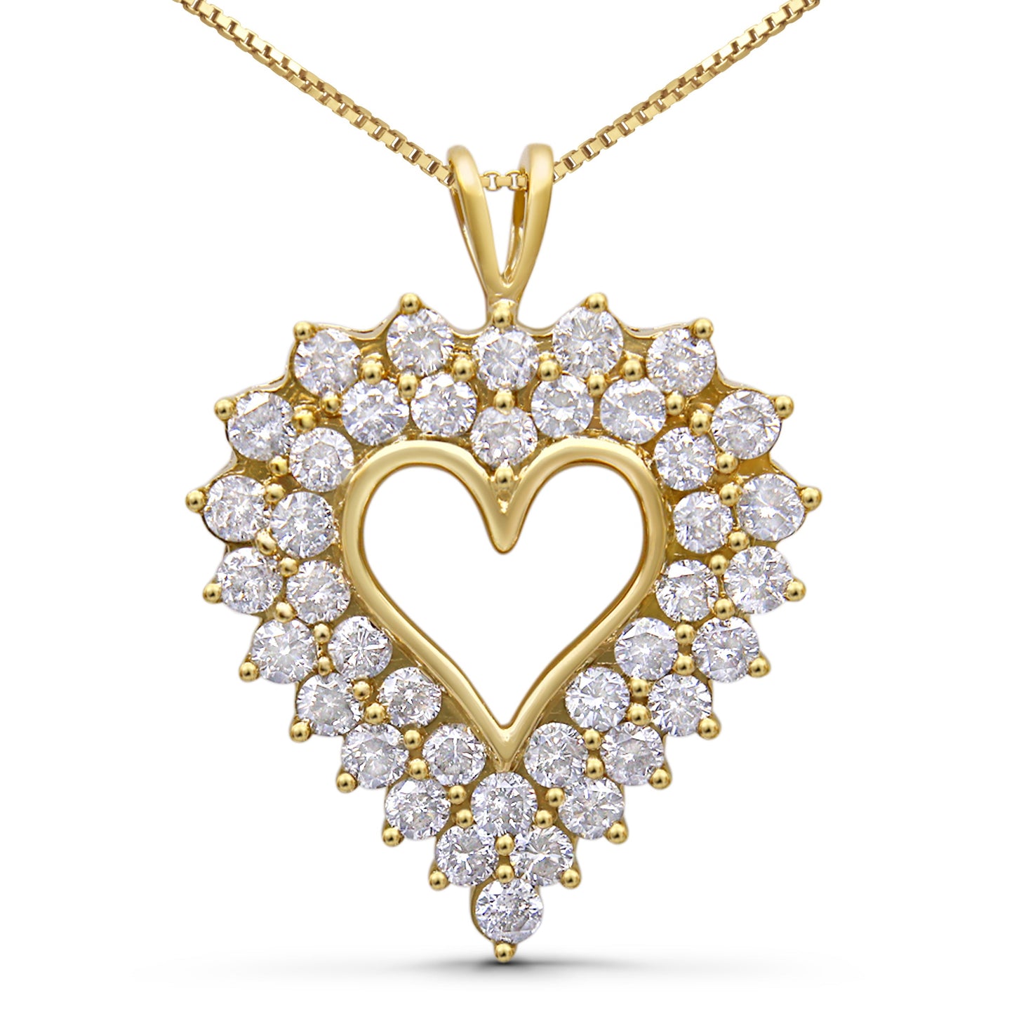 Collier Pendentif Cœur en Diamant Plaqué Or Jaune 14K
