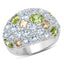 Bague en argent sterling de 11,38 carats en péridot, citrine et topaze bleue