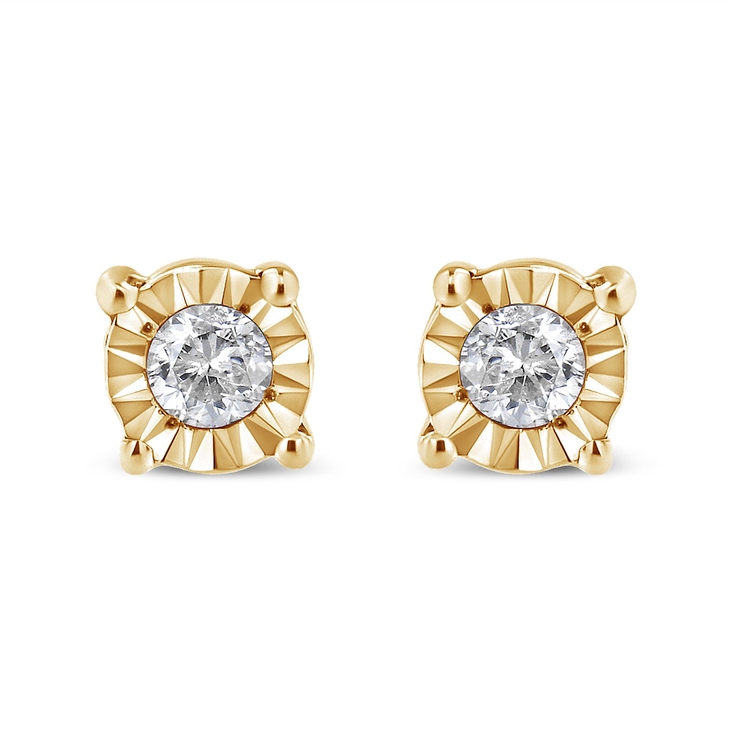 Pendientes de diamantes con chapado en oro amarillo de 10K