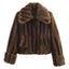 Chaqueta corta de piel sintética para mujer