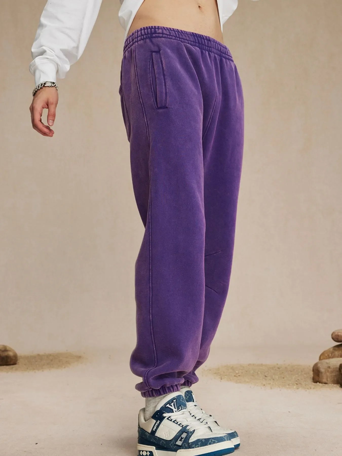 Pantalons de survêtement en coton élastique pour hommes