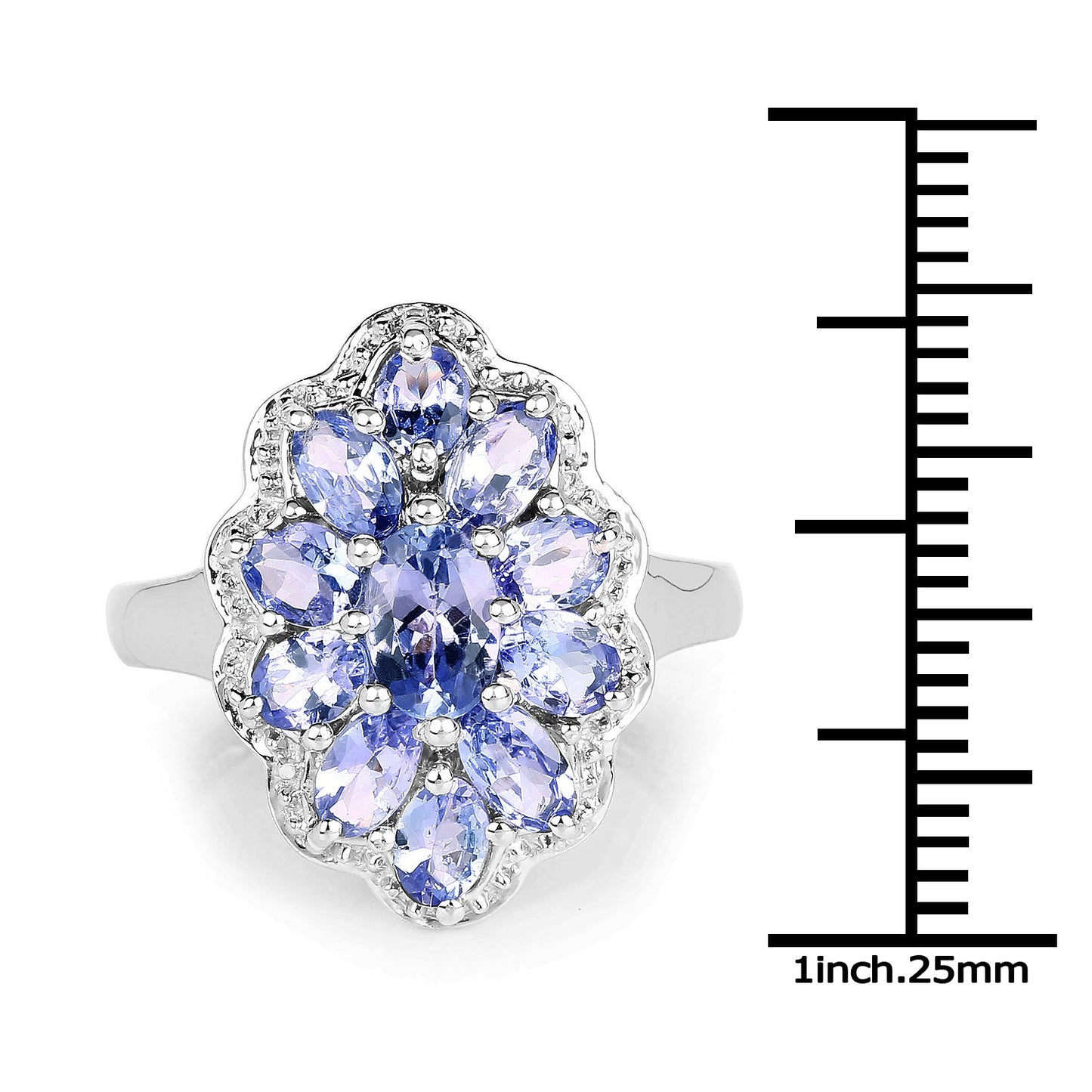 Anillo de Compromiso de Plata Esterlina con Tanzanita de 2.46 Quilates