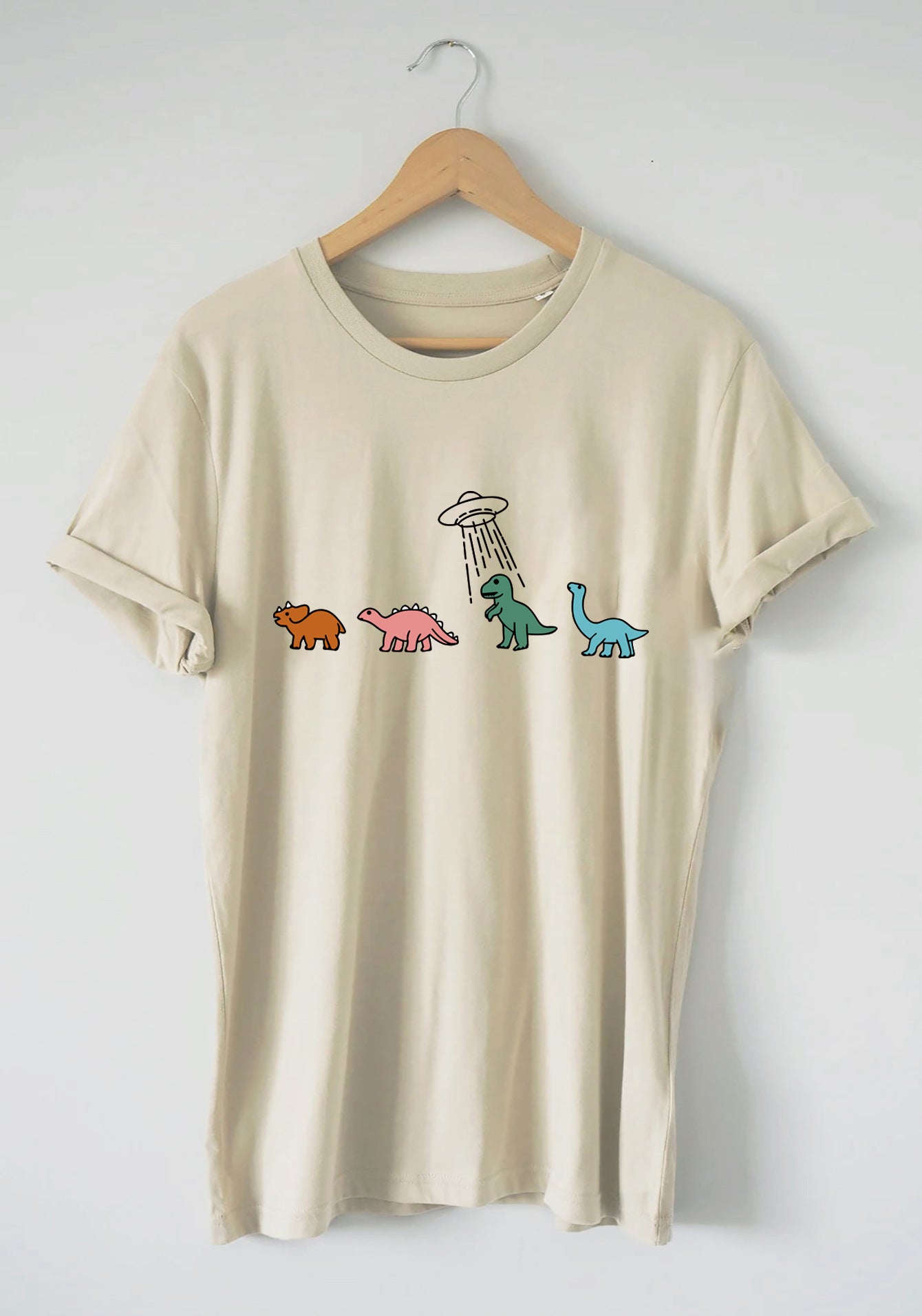 Round-neck Dinosaur Print Short Sleeve T-Shirt