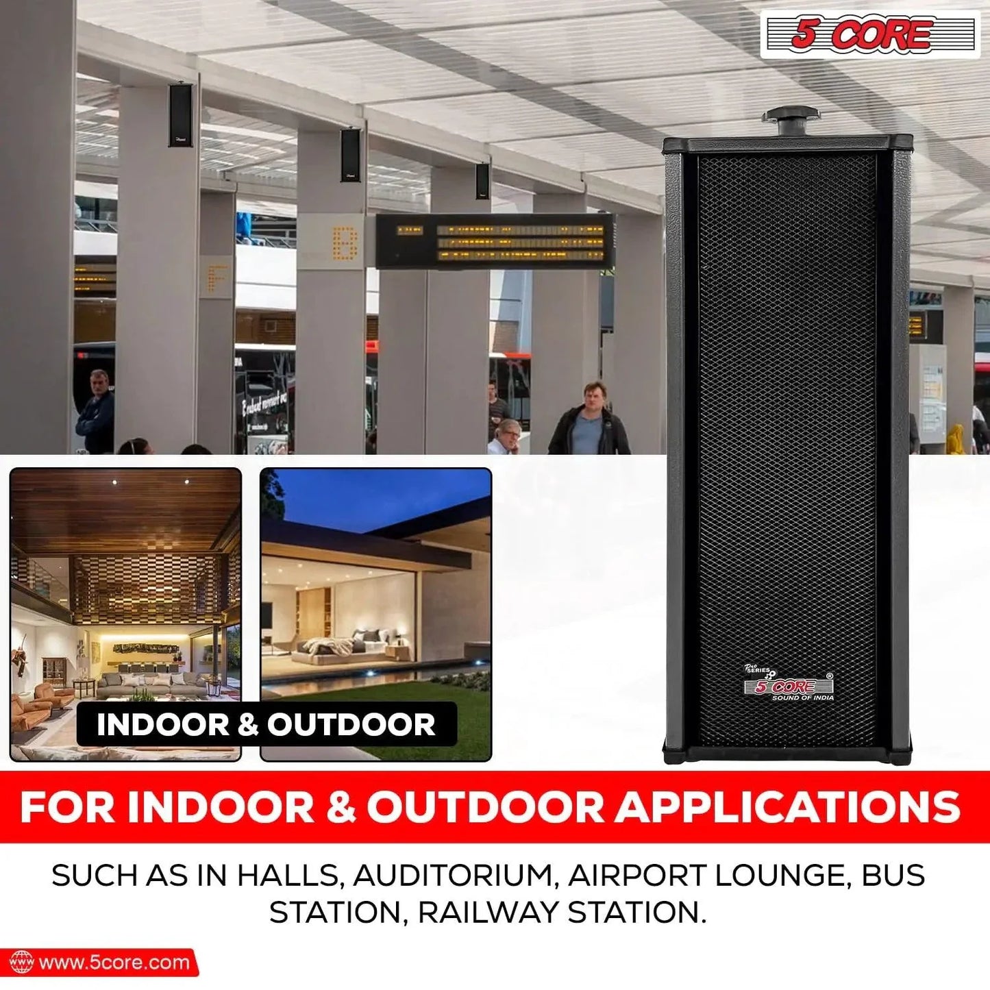 Altavoces estéreo 5Core 100W para interiores/exteriores