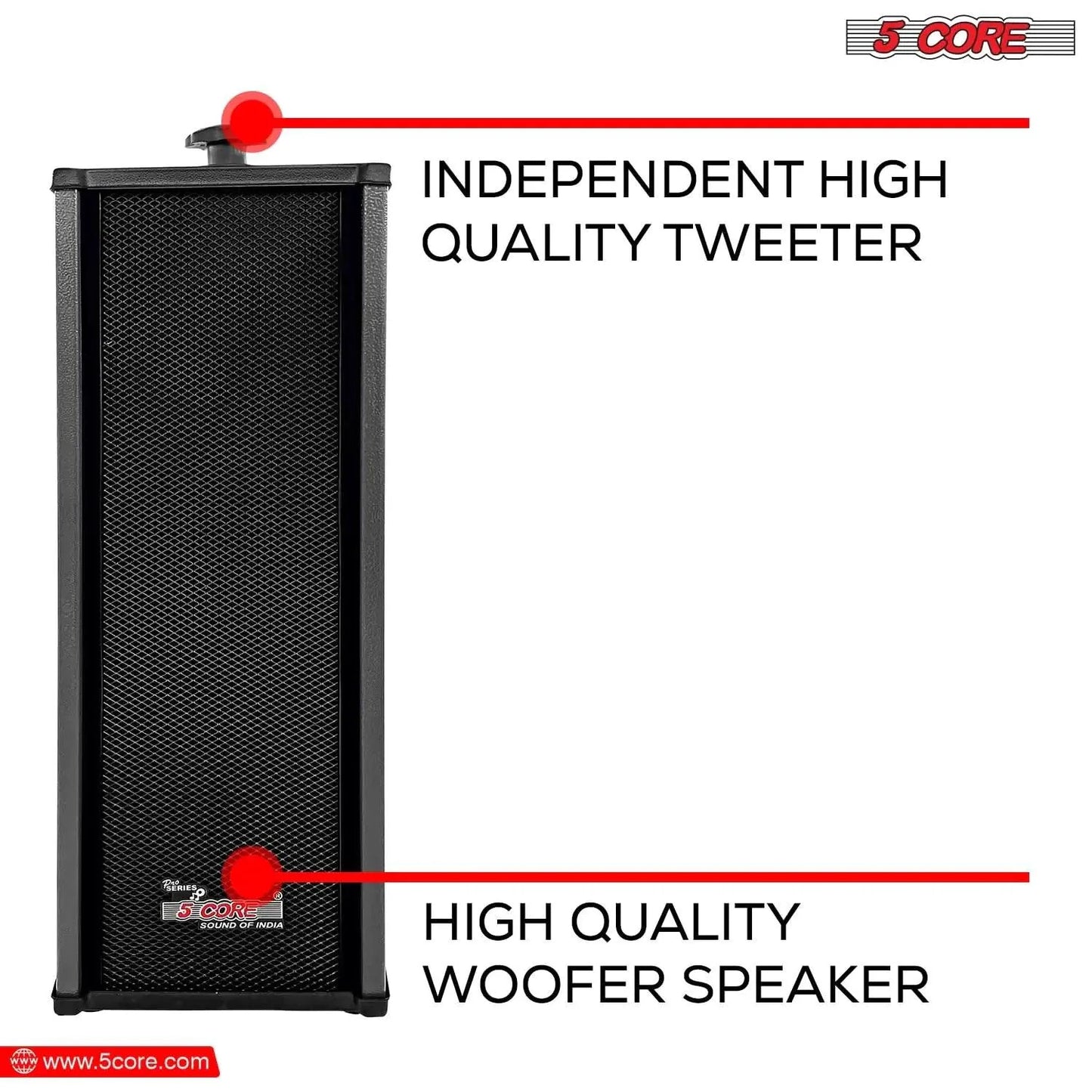 Altavoces estéreo 5Core 100W para interiores/exteriores