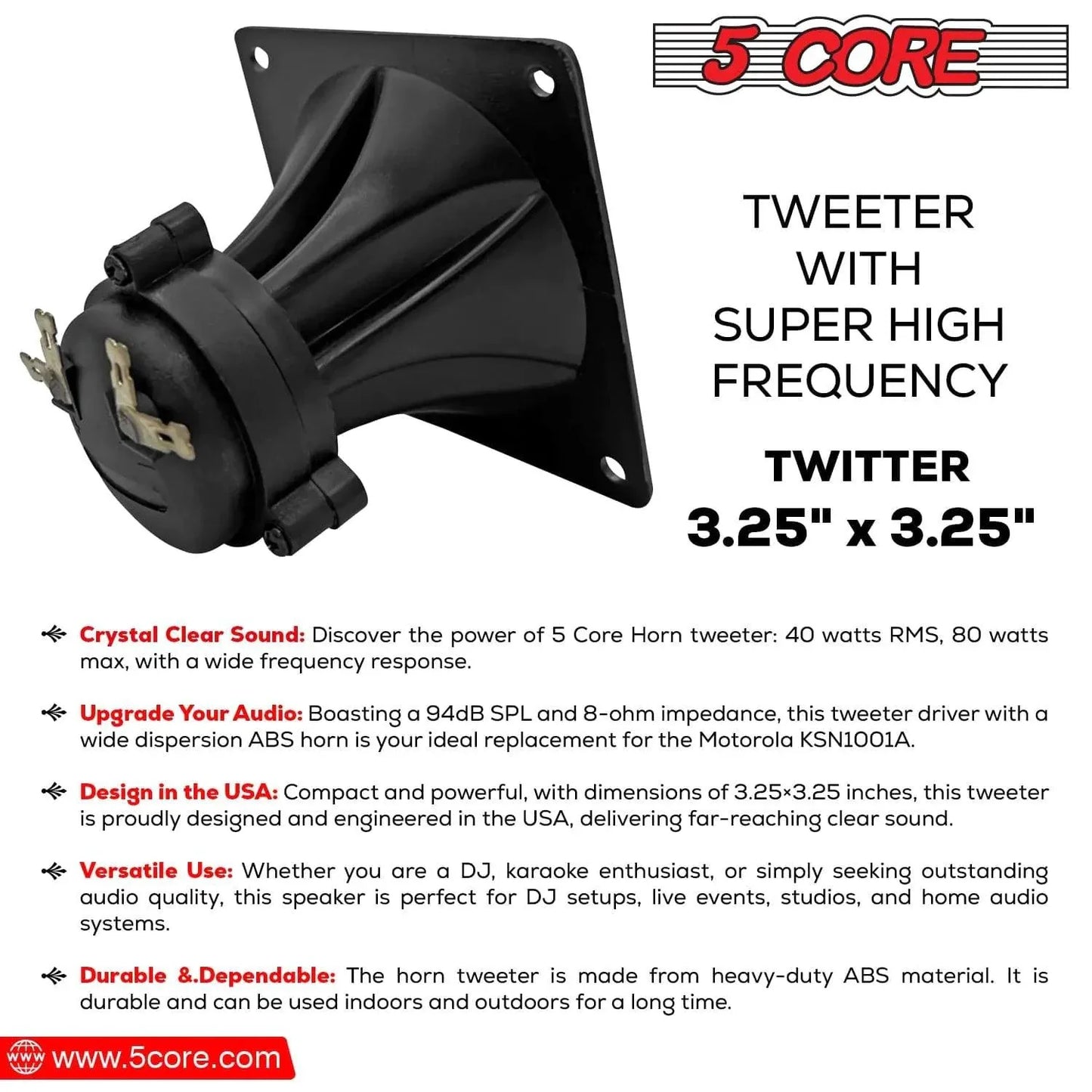 5Core 40W Square Tweeter Driver for Superior Sound