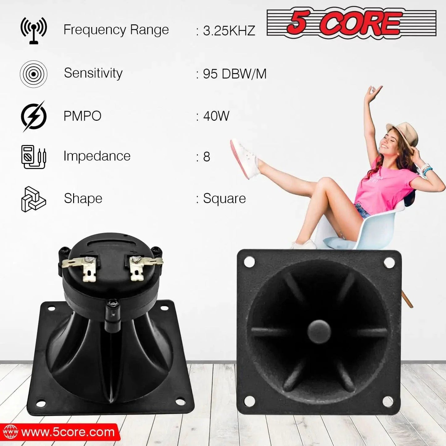 5Core 40W Square Tweeter Driver for Superior Sound