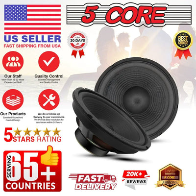 5Core 8 Inch Subwoofer Speaker - 500W Peak Power for Car Audio