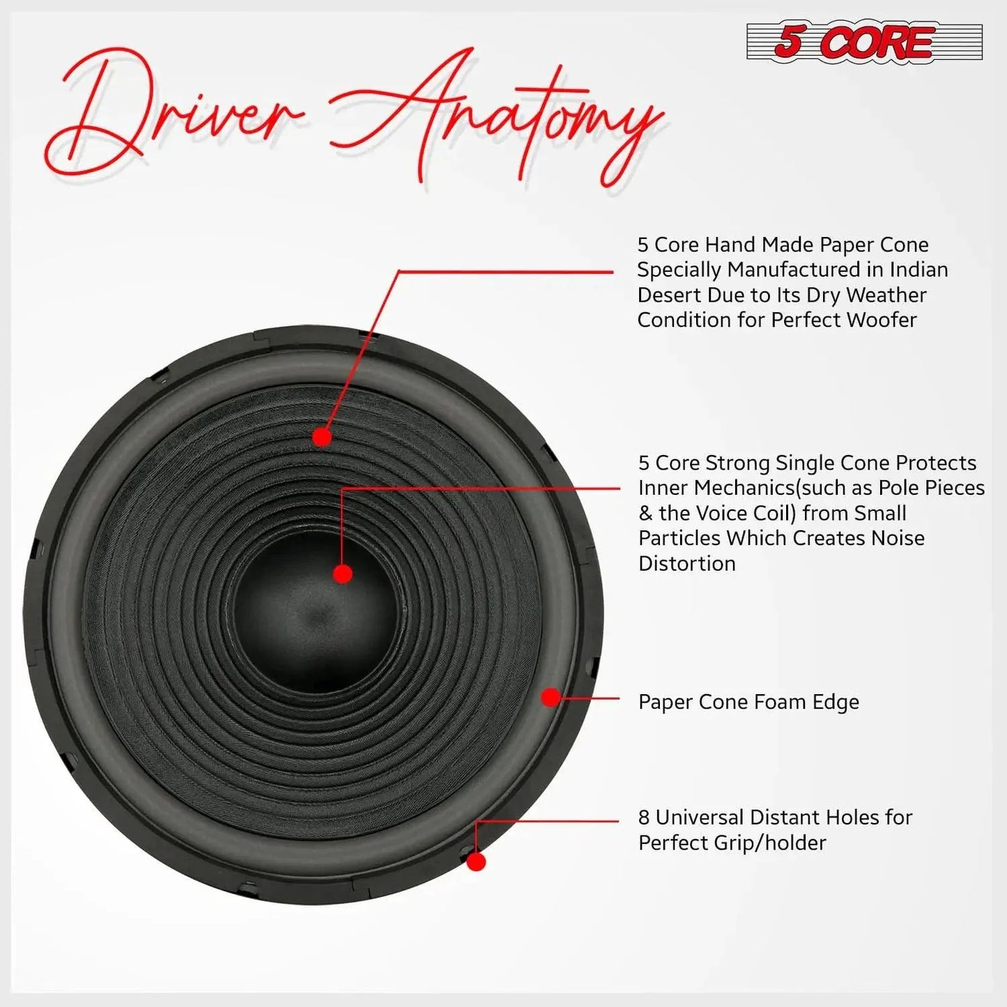 Subwoofer 5Core Max Bass de 15 Pulgadas 450W 4Ohm