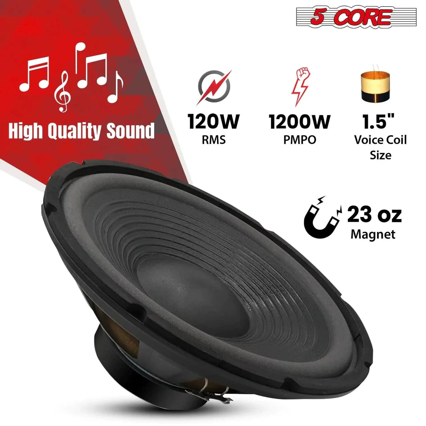 Subwoofer 5Core Max Bass de 15 Pulgadas 450W 4Ohm