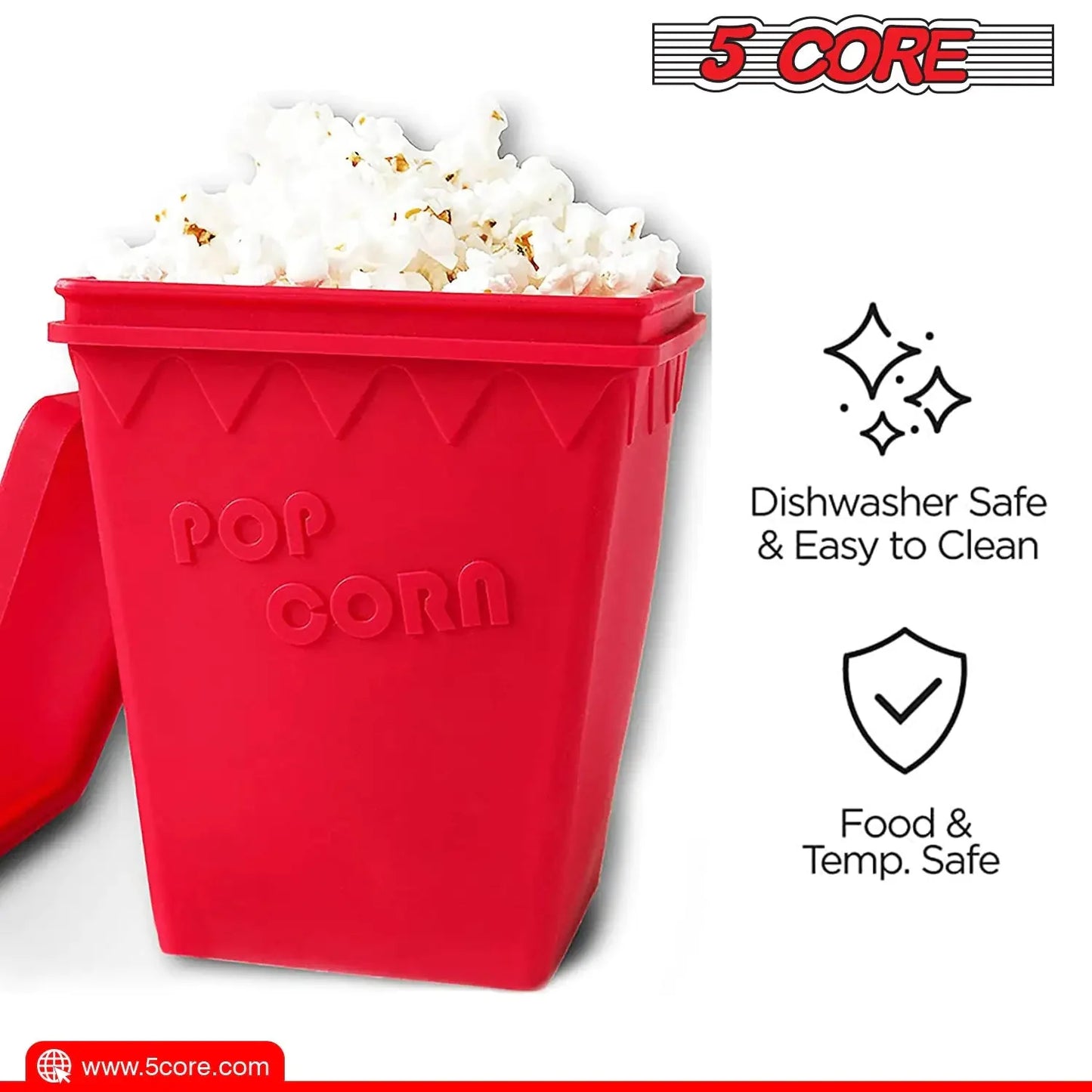 5Core Silicone Popcorn Maker Bowl - BPA Free & Dishwasher Safe