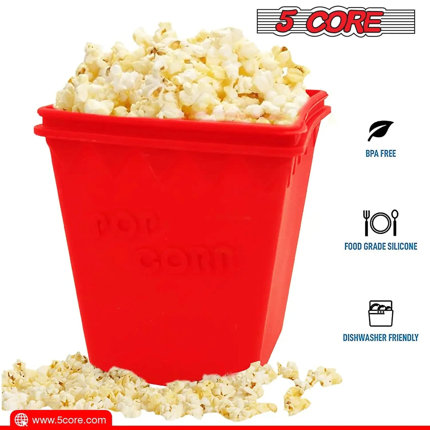 5Core Silicone Popcorn Maker Bowl - BPA Free & Dishwasher Safe
