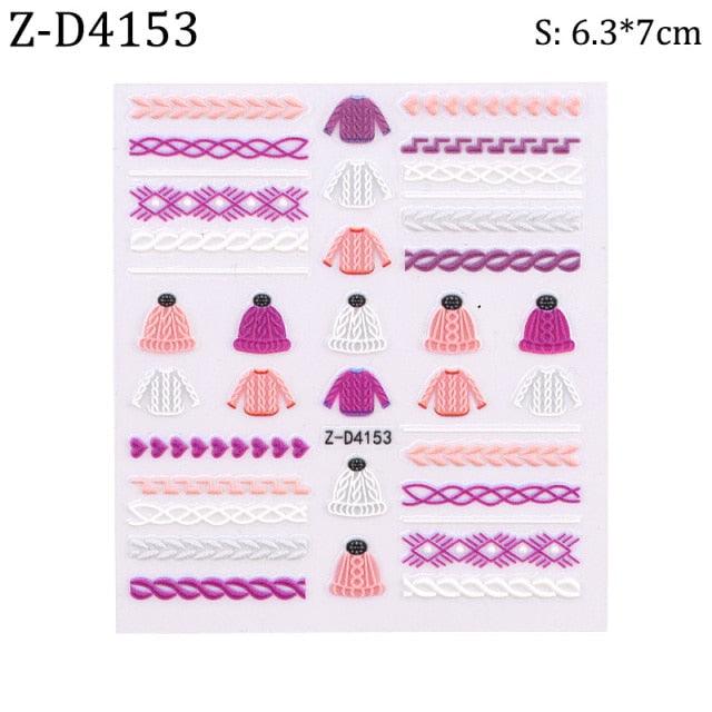 Ensemble de Stickers Ongles 5D - Designs Hivernaux Charmants