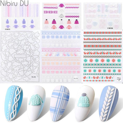 Juego de Pegatinas de Uñas 5D - Diseños de Encanto Invernal