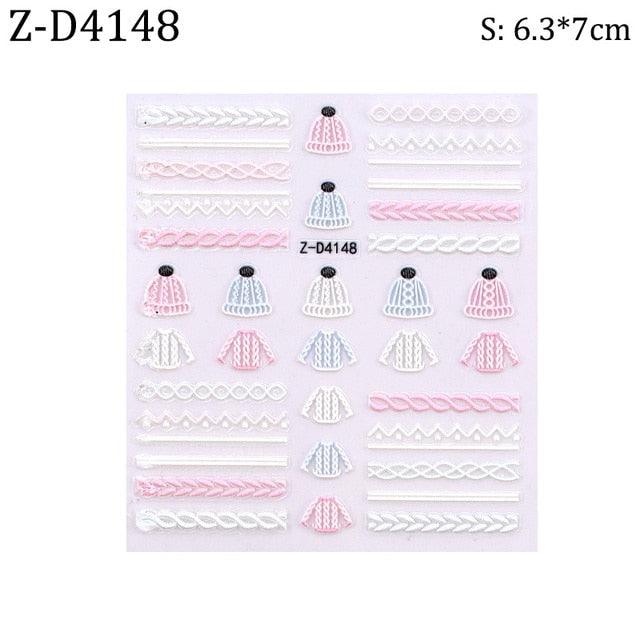 Ensemble de Stickers Ongles 5D - Designs Hivernaux Charmants
