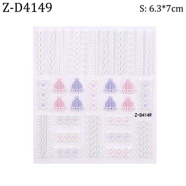 Ensemble de Stickers Ongles 5D - Designs Hivernaux Charmants