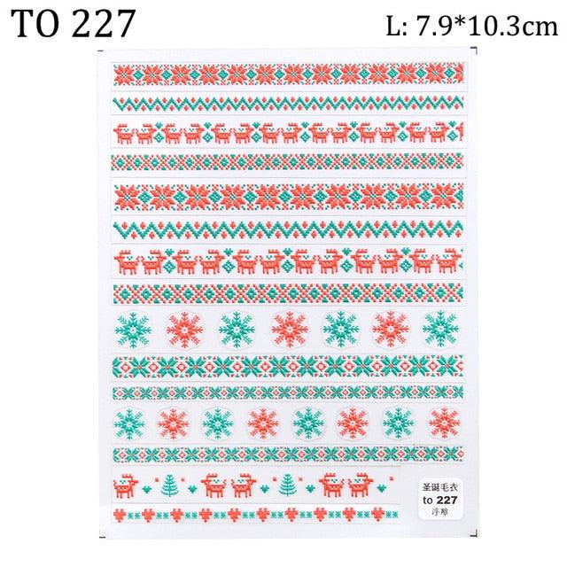 Ensemble de Stickers Ongles 5D - Designs Hivernaux Charmants